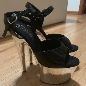Pleaser chrome flamingo heels